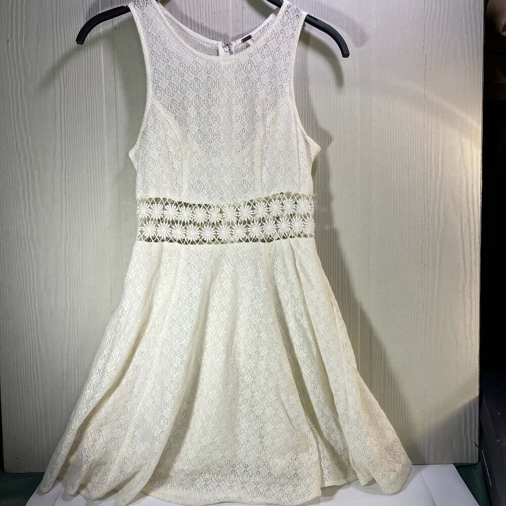 Free People Daisy Waist Fit 'n Flare Dress Sz 10 L Ivory